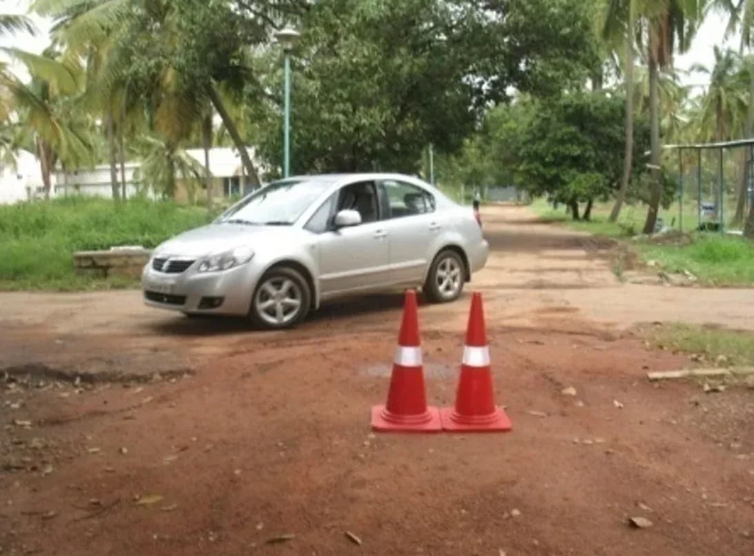 A driver working through a cone drill at a RoadShield session